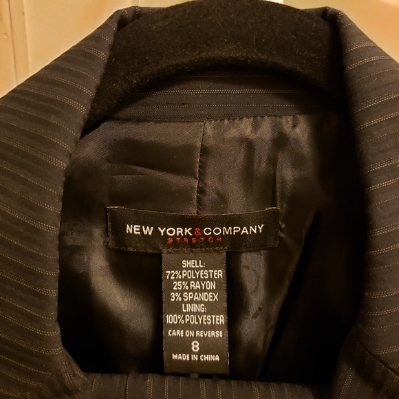 pinstripe-dot stretch blazer, NY & Co, 7th Ave Stretch, sz 8 - Picture 5 of 8